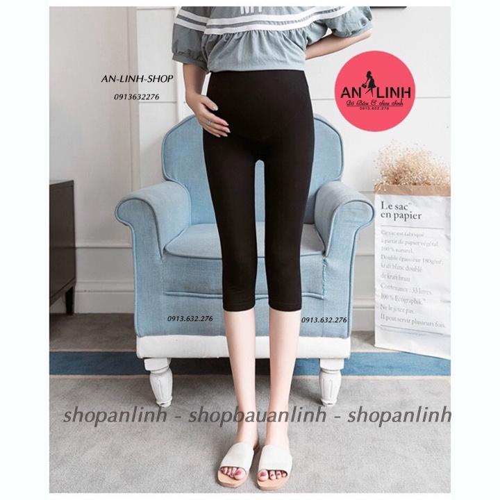 Quần bầu legging LỬNG trơn siêu đẹp co giãn thoải mái có chun chỉnh