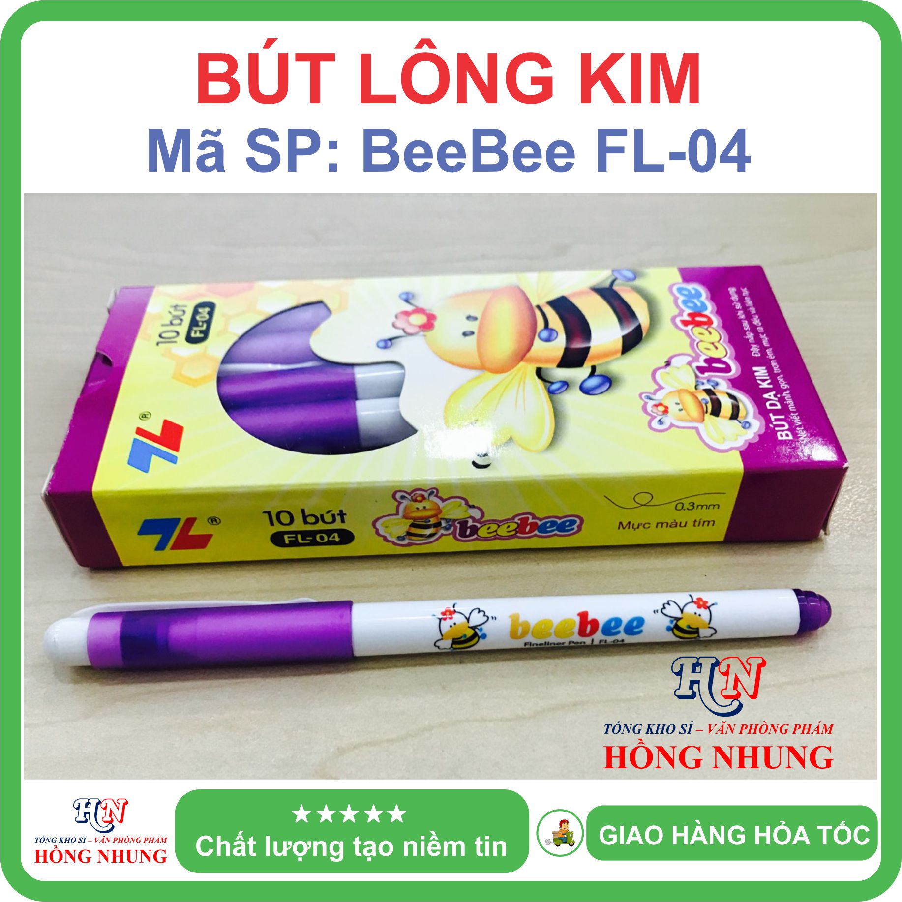 [SÉT] COMBO Hộp 10 Bút lông kim con ong Beebee FL-04, Bút Thiên Long, An Toàn, Không Độc Hại, Kiểu dáng dễ thương