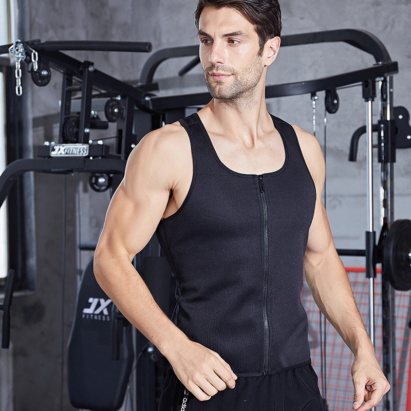 Men's Rubber Zipper Vest Shapewear Tunic Vest Fitness Clothes Abdomen Slimming Vest Sculpting