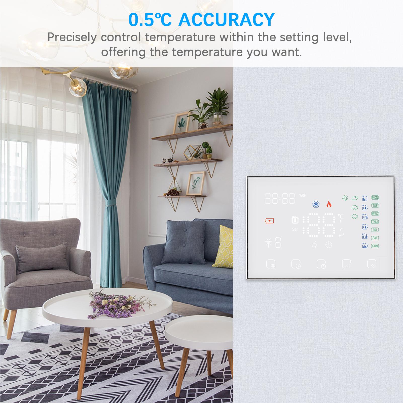 Programmable Smart Digital Thermostat Room Temperature Controller with LED Touchscreen WiFi for Google Home Alexa Home