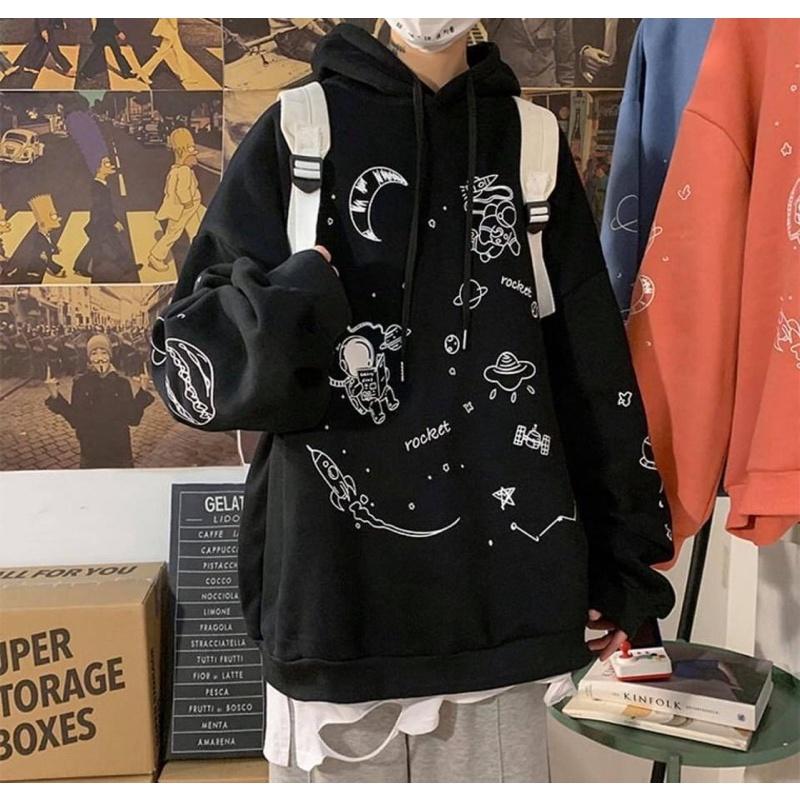 Áo hoodie nỉ lót bông Roc ket unisex