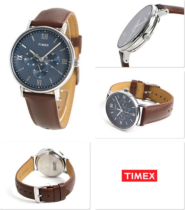 Đồng hồ Dây Da Nam Timex  Southview 41mm Silver-tone Case Blue Dial Brown Leather Strap - TW2T35100
