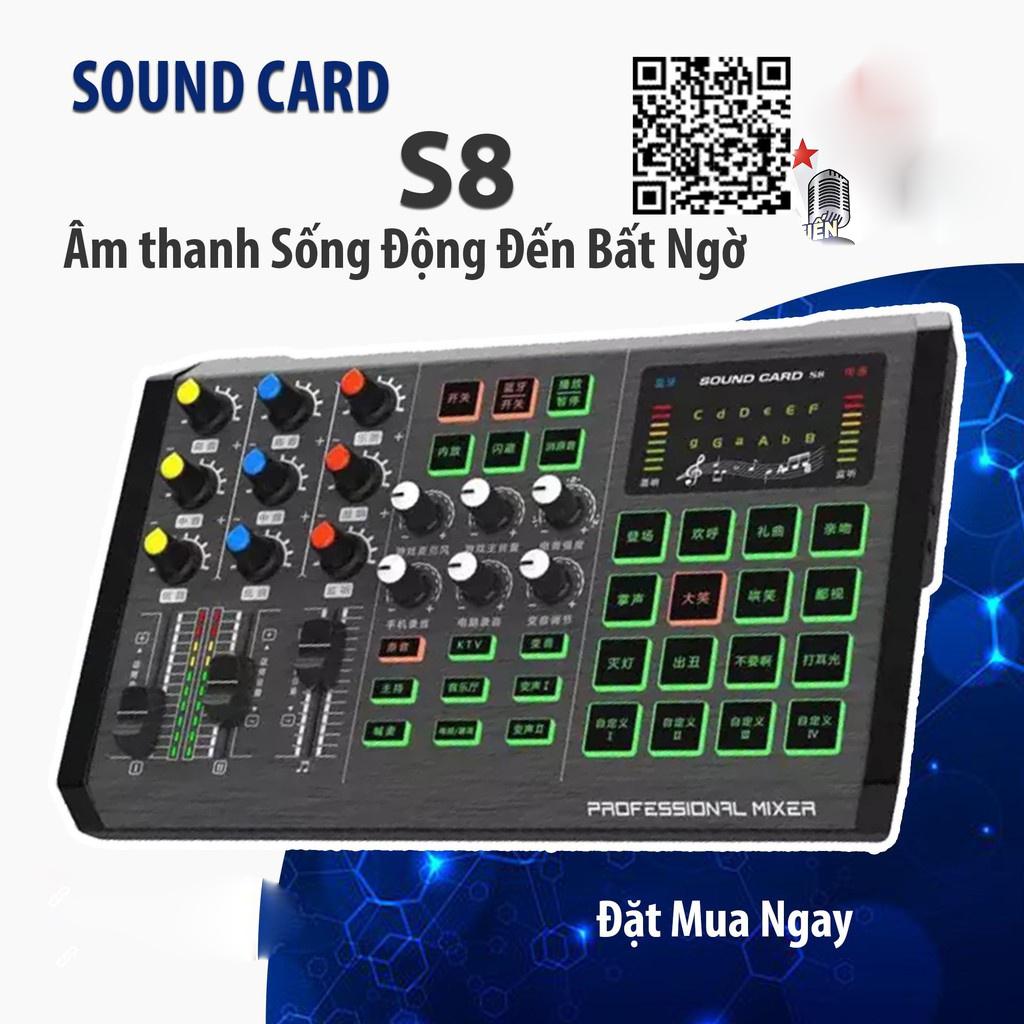 Sound card Thu âm S8 Hát Karaoke Livetream Thu Âm Thế Hệ Mới Kết Nối Bluetooth , Auto Tune Đẳng Cấp - Hàng chính hãng