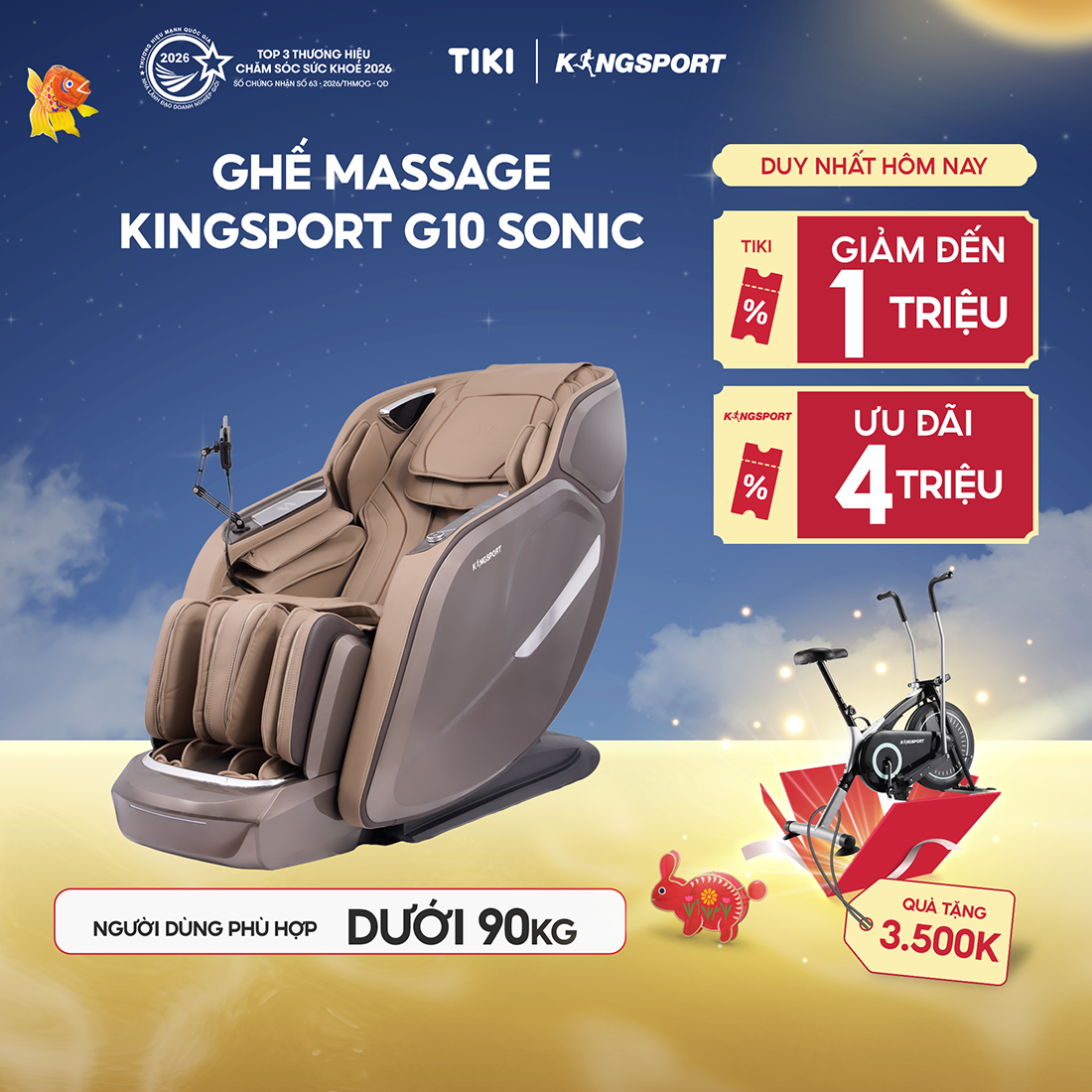[Miễn phí lắp đặt] Ghế Massage KINGSPORT Deluxe G10 Sonic Công nghệ Massage Kingtech Touch Premium, 38 Bài Massage Cao Cấp