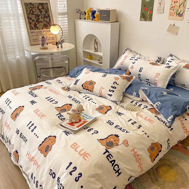 Bộ Chăn Ga Gối m6/m8/2m- Full SizeCotton 80% Vỏ Gối , Drap , Vỏ Chăn Hoạ Tiết Gấu Cute Tiệm Nhà Mêu Hàng Cao Cấp