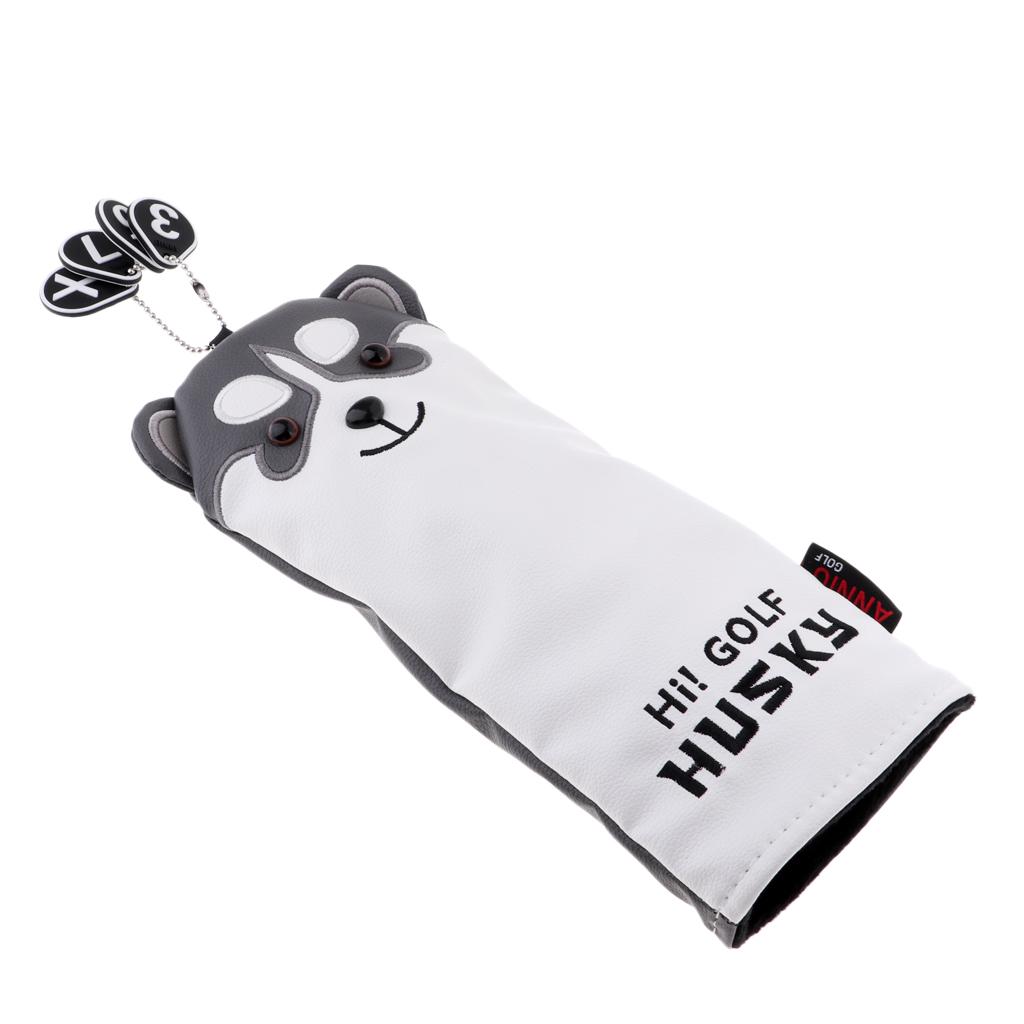 Golf Head Covers Headcover Driver Fairway Wood Covers Set with Dog Pattern