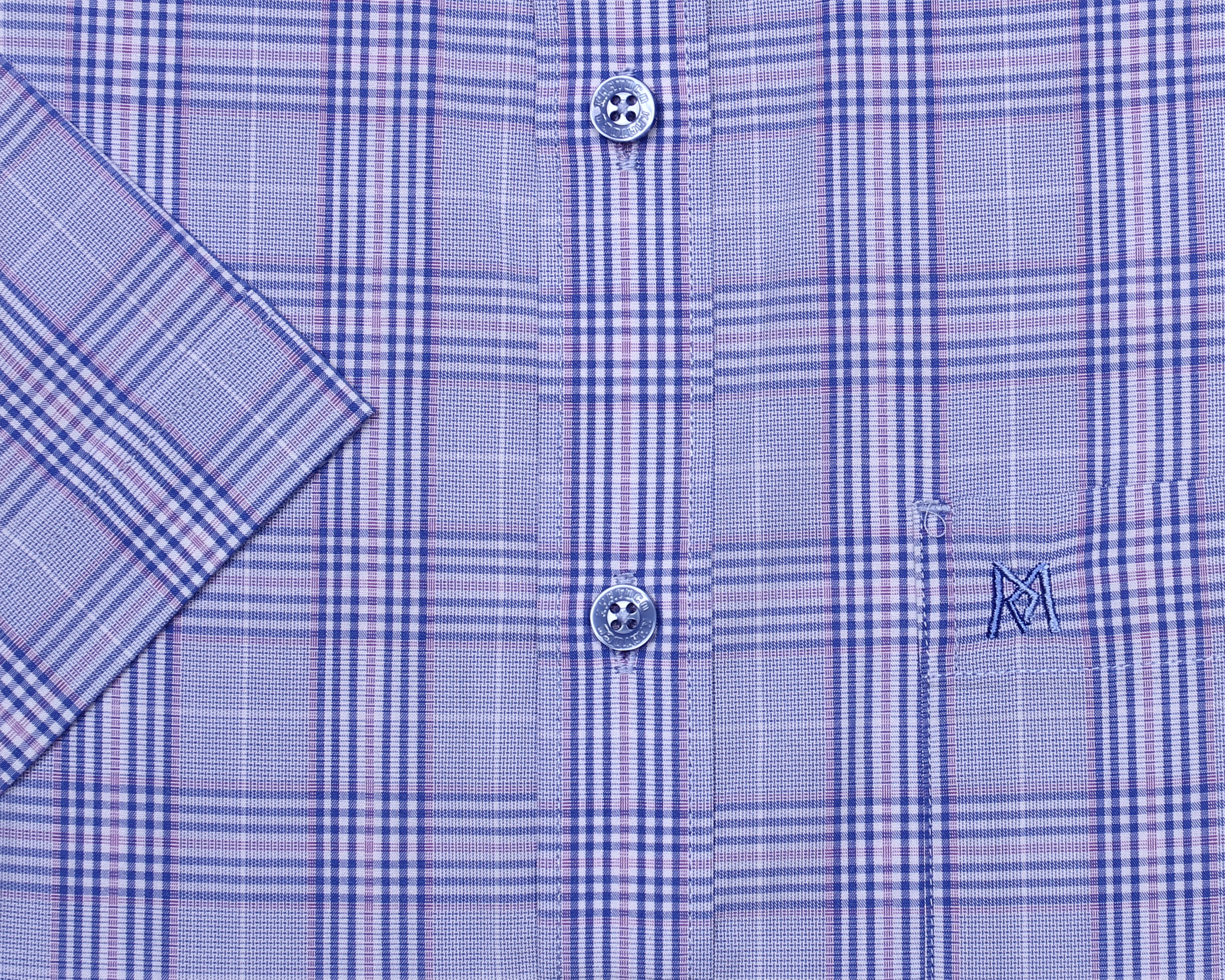 Áo sơ mi nam tay ngắn vạt ngang form tailor caro xanh hồng vải sen Khatoco A1MN538T2- CNCR047-2205-N