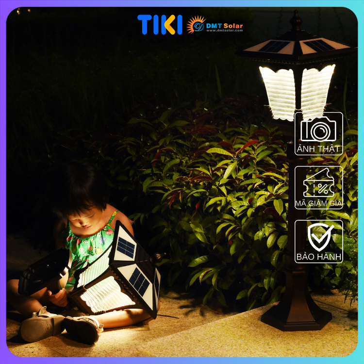 Đèn trụ sân vườn cổ điển năng lượng mặt trời TS21D cao 75cm [3 màu ánh sáng]