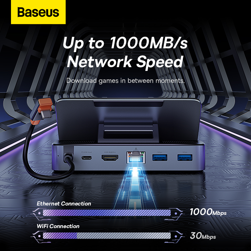Hub Mở Rộng Kết Nối Phiên Bản Game Baseus GamerX Series 6-Port Type-C HUB