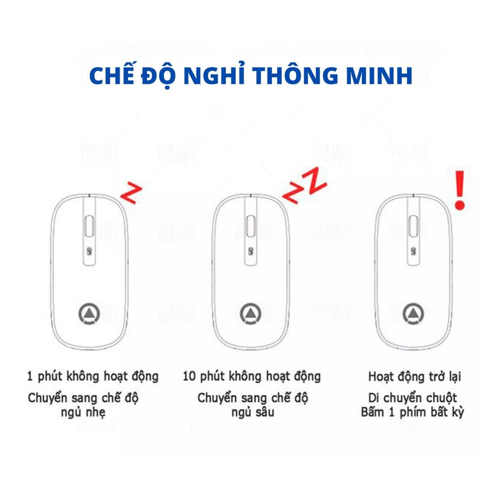 Chuột không dây A2, chuột máy tính không dây có đèn LED có thể sạc lại dùng Pin sạc, click không gây tiếng ồn