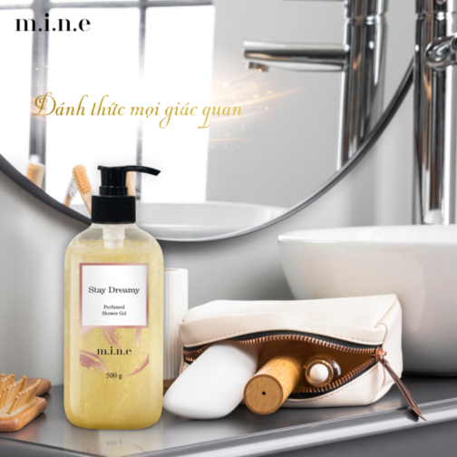 Gel tắm sáng da nhũ vàng hương nước hoa Mine – Stay Dreamy (Shower gel skin brightening emulsion yellow incense perfume mine)