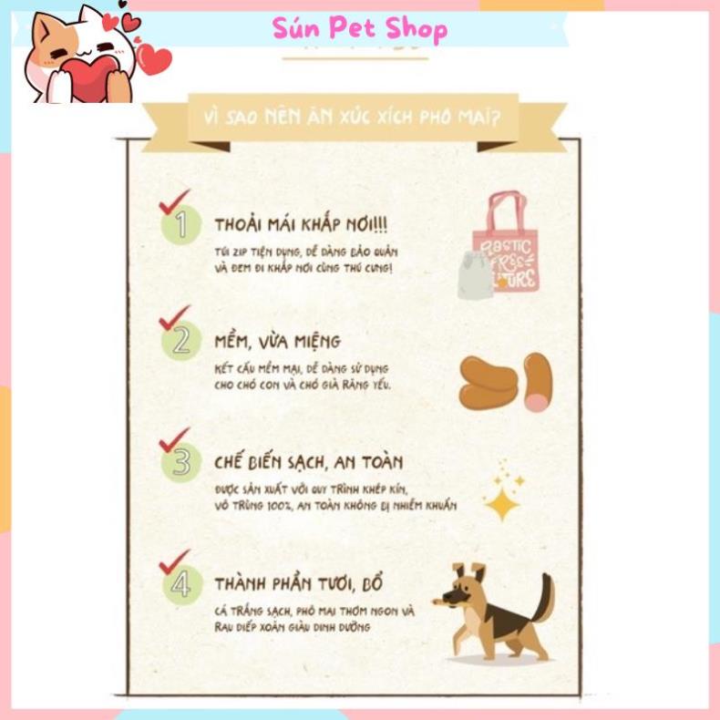 Xúc xích phomai Bowwow cho chó mèo vị phô mai