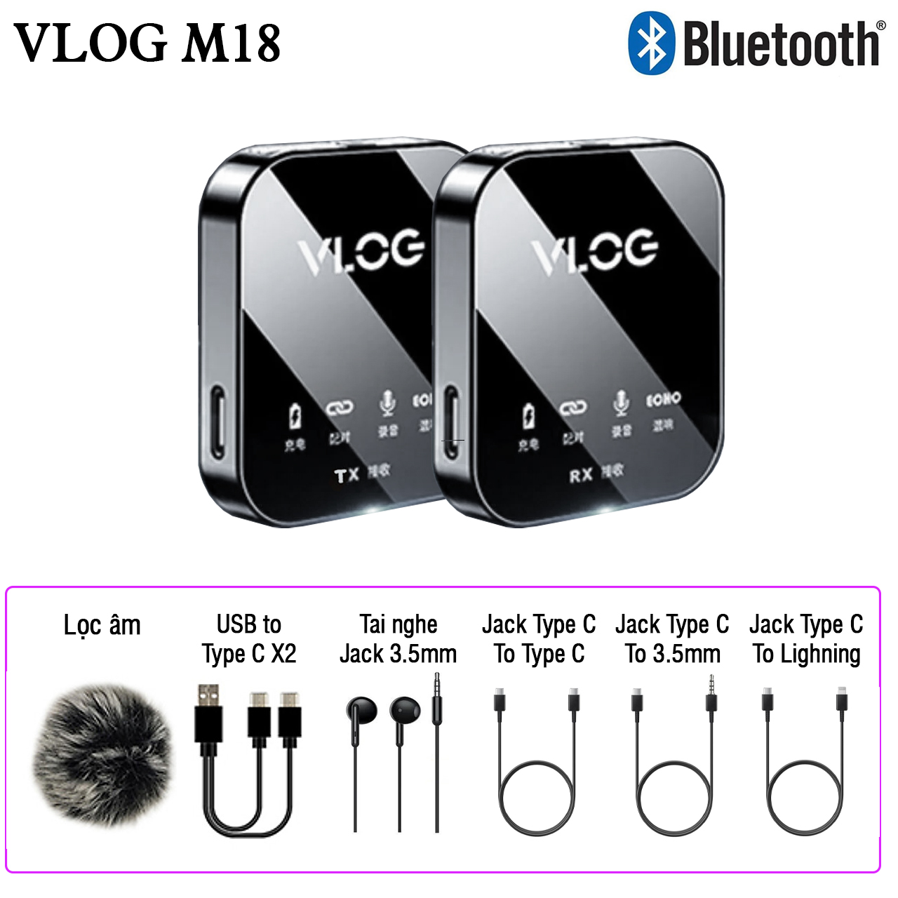 Micro Thu Âm Cài Áo M18 Mic Thu Âm Kết Hợp Sound Card Lấy Nhạc Qua Bluetooth Có Echo Hát Livestream Trang Bị Cổng Cắm Tai Nghe Micro Cho Điện Thoại Máy Ảnh , Máy Quay