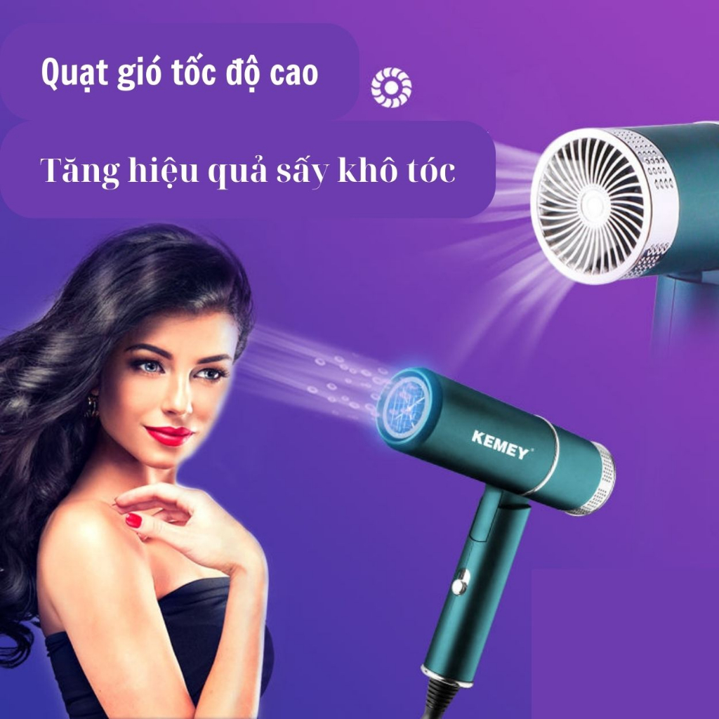 Máy Sấy Tóc Mini Cao Cấp 5 Đầu Có Ion Âm 2 Chiều Nóng Lạnh Tạo Kiểu Nhanh Khô Chống Gãy Rụng Giúp Tóc Chắc Khỏe - Hàng chính hãng