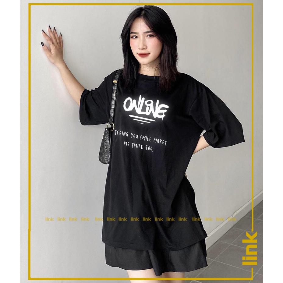 Áo tay lỡ ONLINE phản quang bạc dáng rộng unisex
