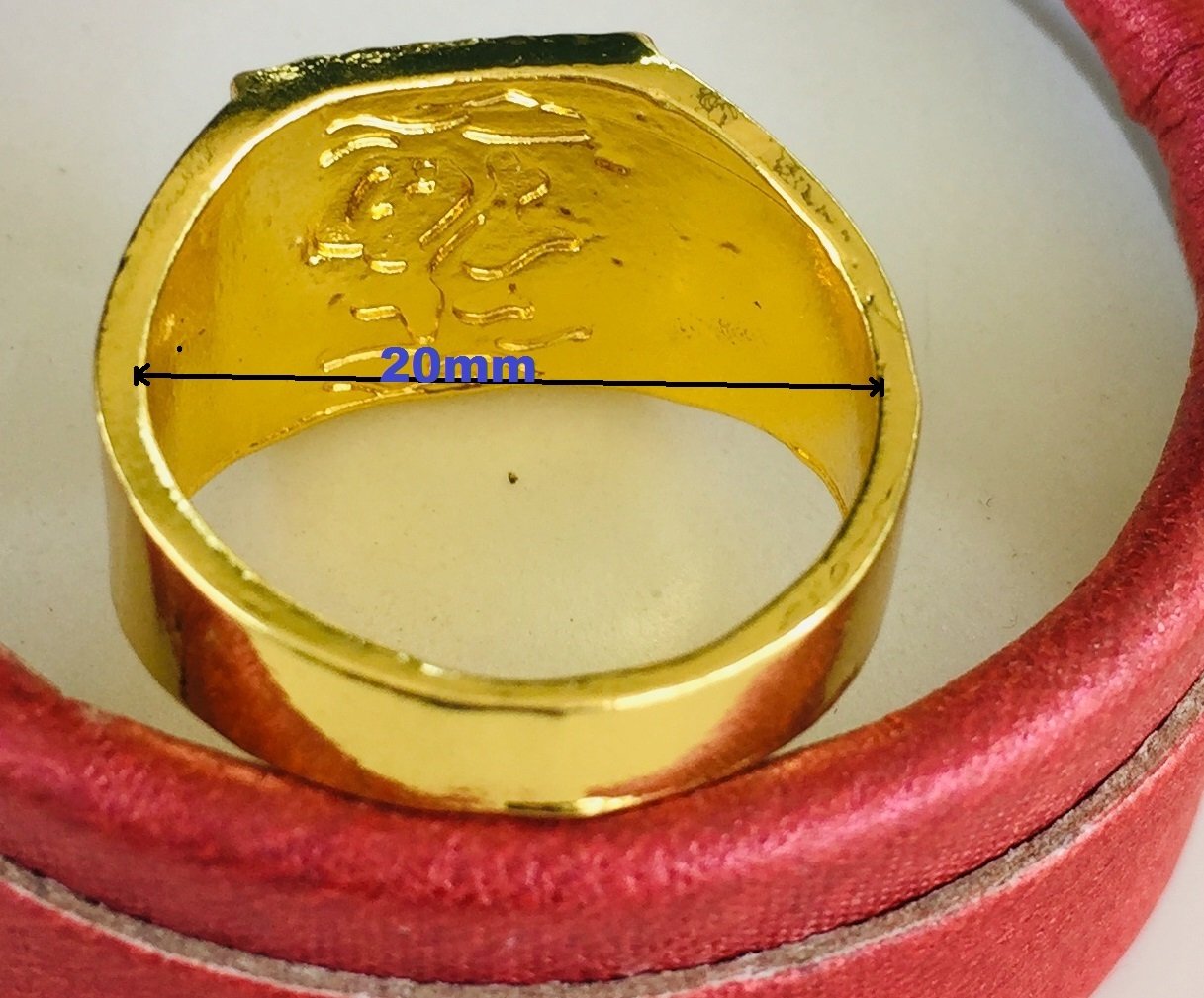 Nhẫn nam Phong Thủy Khắc Chữ CÁT TƯỜNG, Chữ PHÁT, Chữ LỘC, Hợp Kim không rỉ, mạ vàng 18K, Size Nhẫn 18, Phù Hợp Nam Từ 55 – 80kg