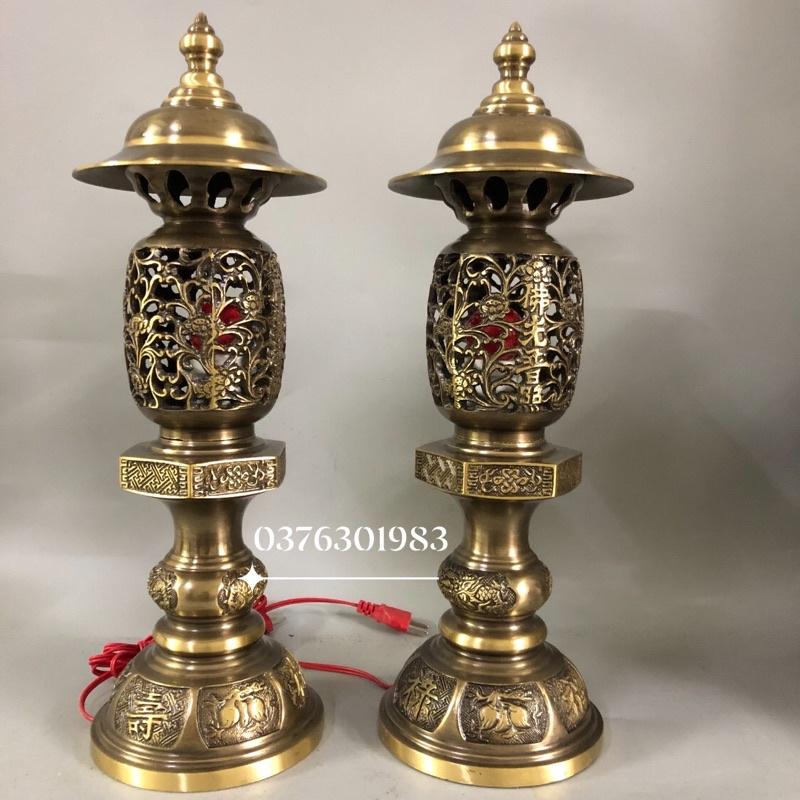Đèn thờ bằng đồng cao 47cm
