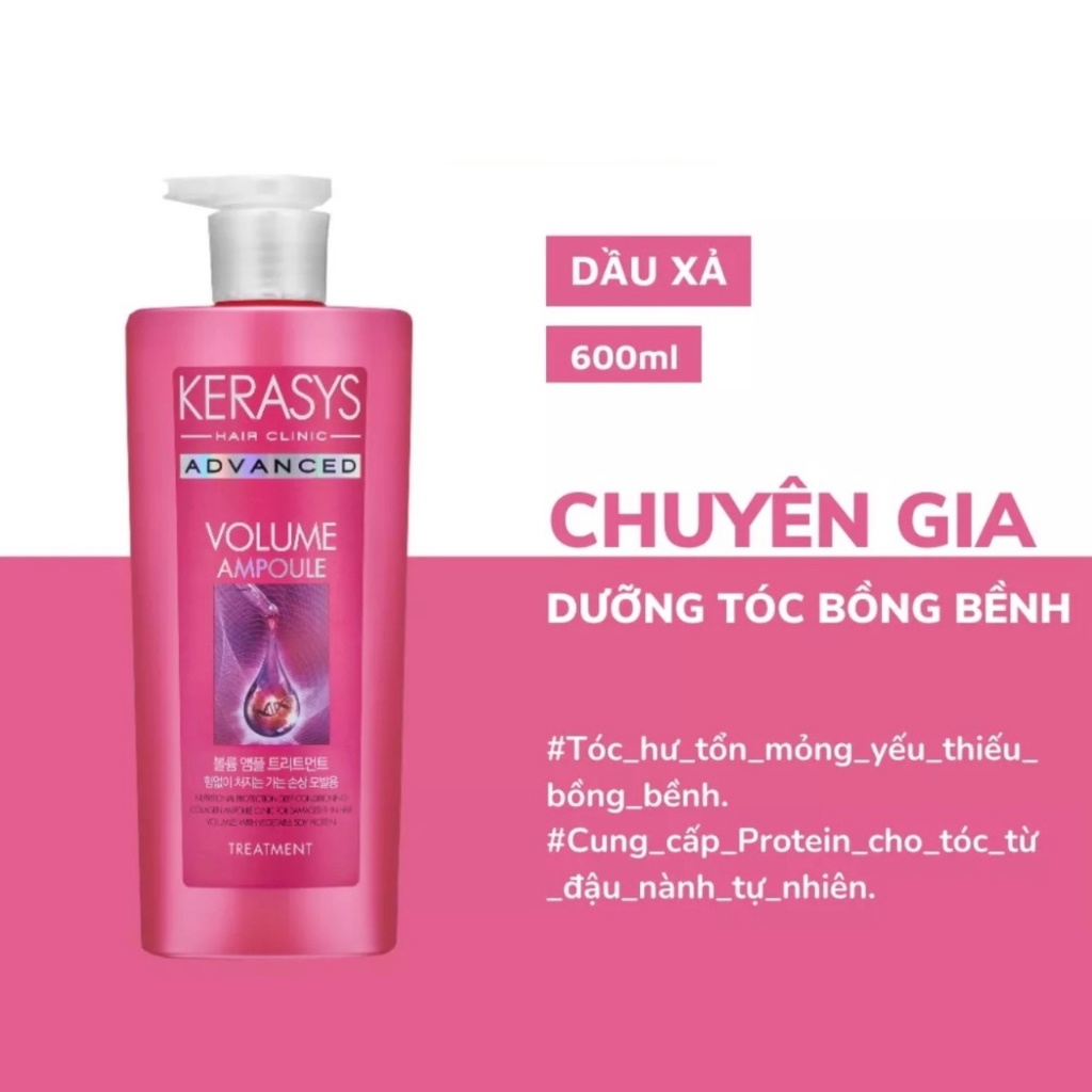 Dầu gội xả dưỡng tóc bồng bềnh chắc khỏe Kerasys Advanced Volume Ampoule Hàn Quốc 600ml