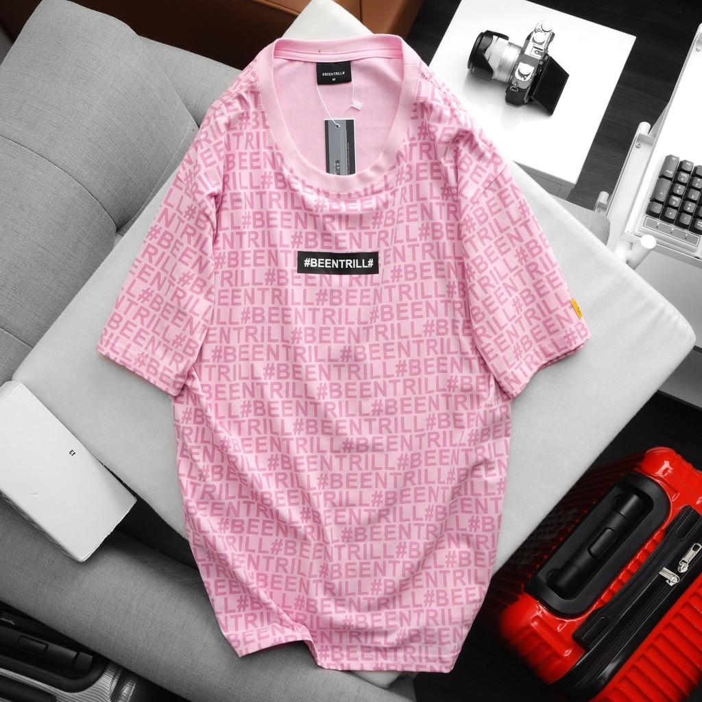 Áo thun tay lỡ phông Unisex nam nữ cotton beentrill monogram -B01 -Hồng