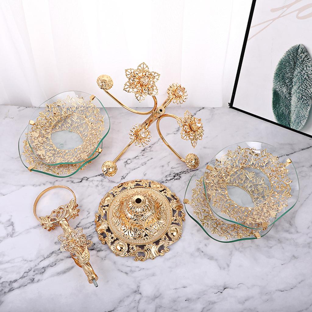 3-Tier Dessert Stand Fruit Plate Candy Cupcake Serving Tray Tempered Glass Trays for Wedding Birthday Party Home Holiday Countertop Decoration