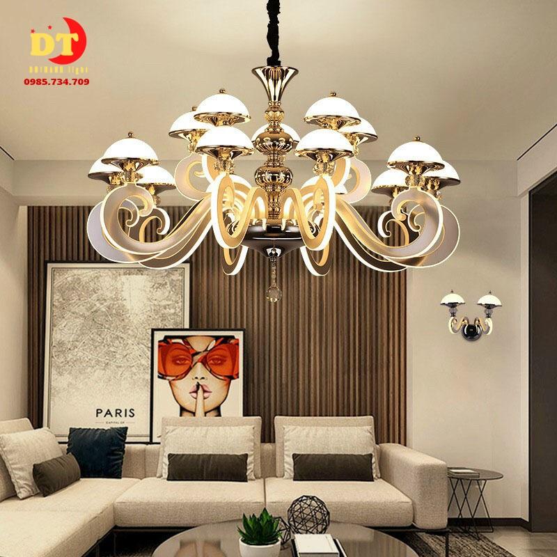 Đèn chùm phòng khách hiện đại 8 tay phong cách bắc âu cổ điển DQM