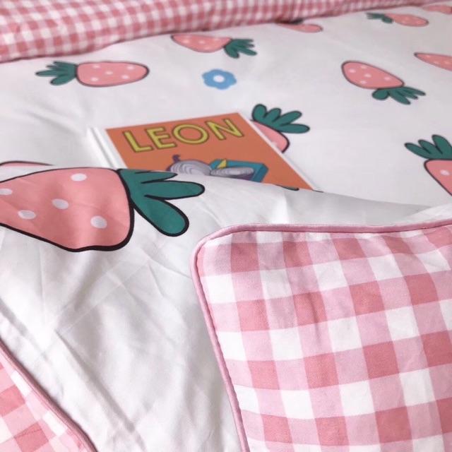 Set Cotton Living Trái Dâu Hàng Nhập Khẩu Cao Cấp 4 Món Mẫu Mới 2020