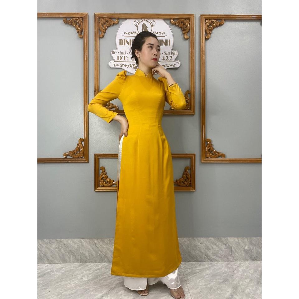 Áo dài tây thi trơn cao cấp_Duy Chinh_ADTT0004_Tông Màu Vàng