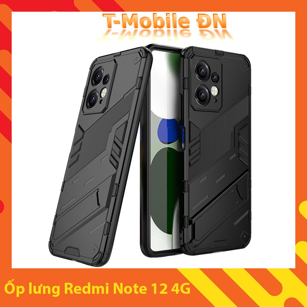 Ốp lưng cho Xiaomi Redmi Note 12, Ốp chống sốc Iron Man PUNK cao cấp kèm giá đỡ cho Redmi Note 12 4G