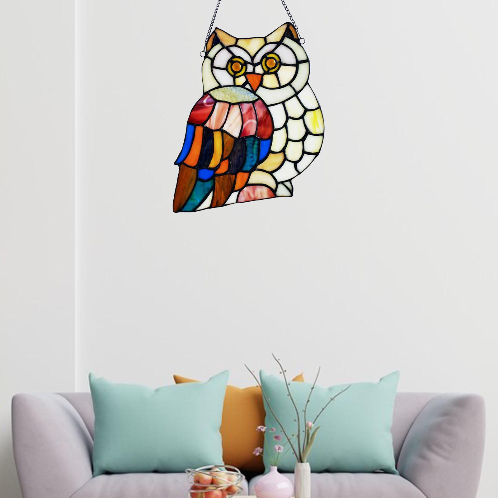 Stained Window Hangings Panel with Chain Owl for window and