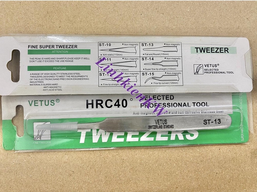 Nhíp Bẹt Tweezers Hợp Kim Thép Không Gỉ ST-13, Chống Từ Tĩnh Mới, Chính gốc