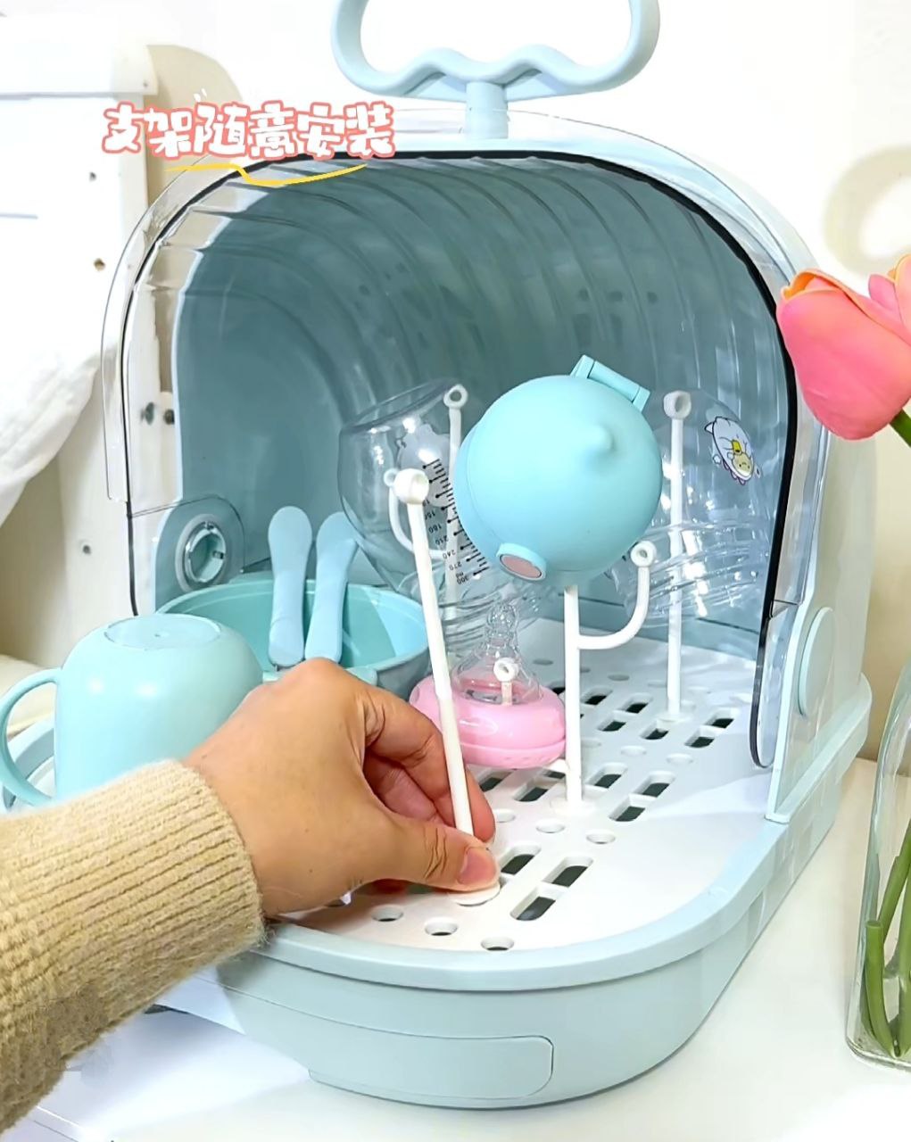 kệ khay úp ly úp sữa có nắp đậy và khay hứng nước hàng mới nhất cao cấp