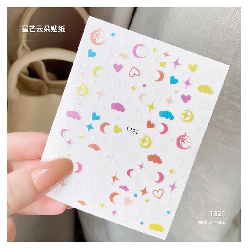 Sticker 3D Pastel Sao Mây | Hình Dán Móng Tay