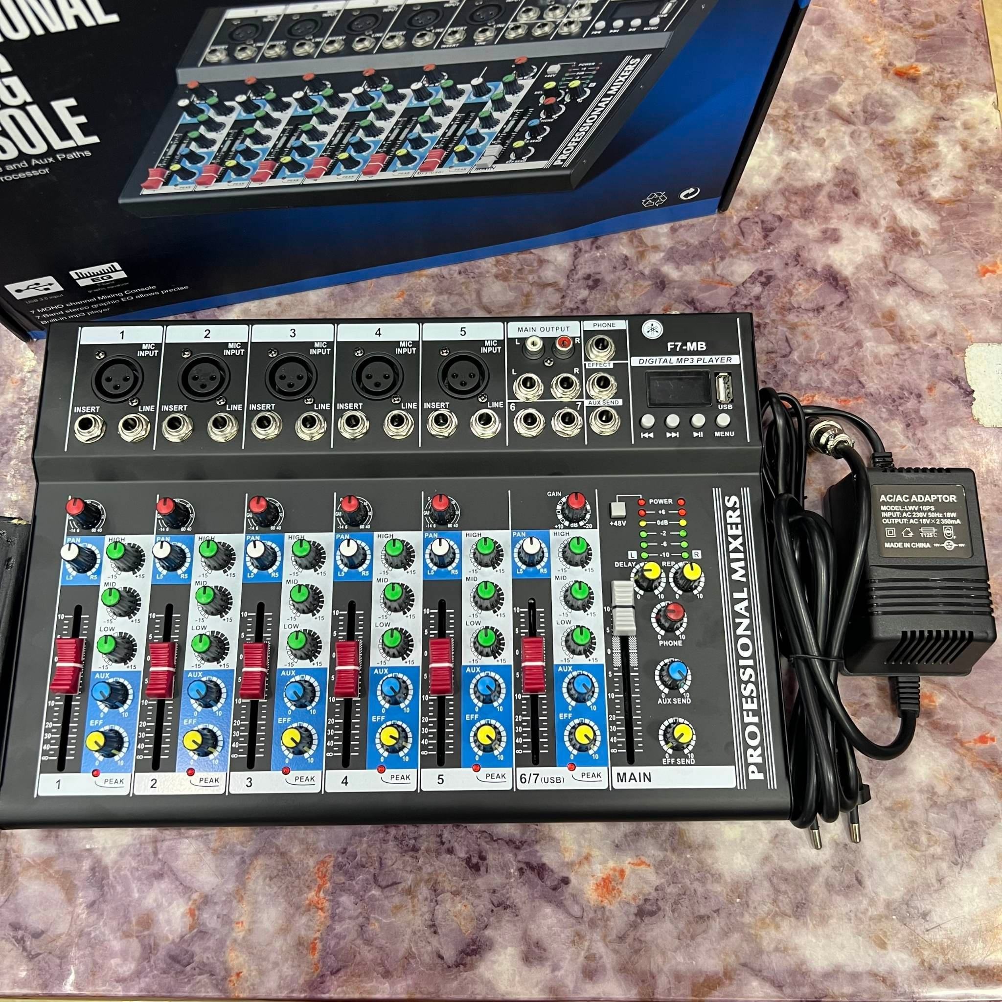 Bàn Mixer YAMAHA F7-MB: Có Bluetooth, USB.. Phù hợp mọi loại dàn hát karaoke, hát thu âm, hát Livestreams...