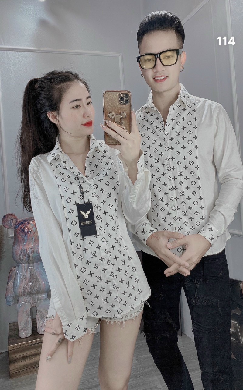 Áo sơ mi nam nữ tay dài , áo đôi nam nữ