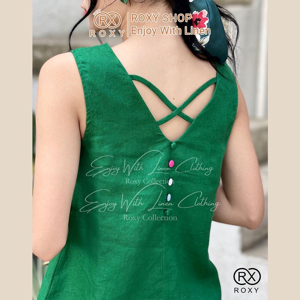 Bộ Linen Đùi Sát Nách Thiết Kế Dây Chéo Sau Kết Hợp Nút Màu