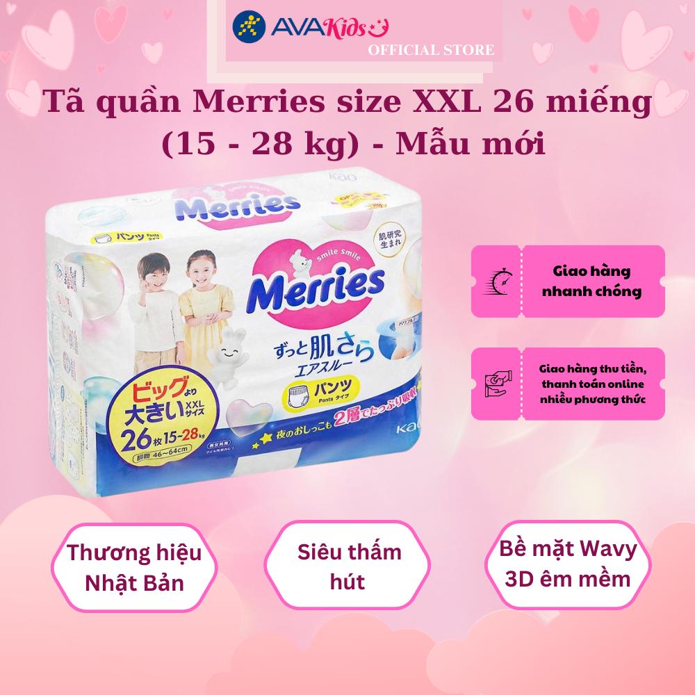 Tã quần Merries size XXL 26 miếng (15 - 28 kg) - Mẫu mới