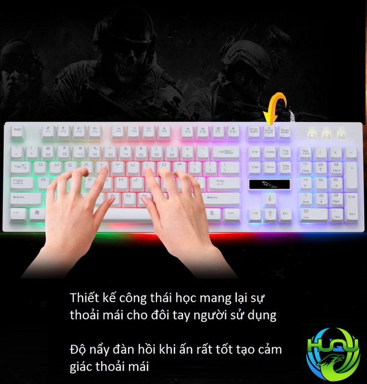 Bàn Phím Giả Cơ Chuyên Game Huqu HQ-G20-Đèn Led Nổi Bật -Hàng Chính Hãng