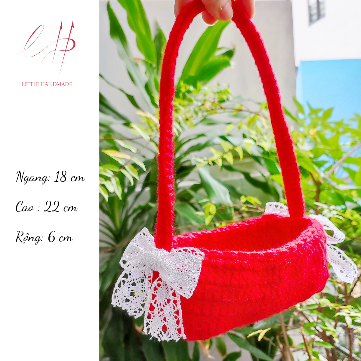 Giỏ len phong cách lolita đựng quà, trang trí, đựng kẹo cưới, chụp ảnh hoặc dùng decor