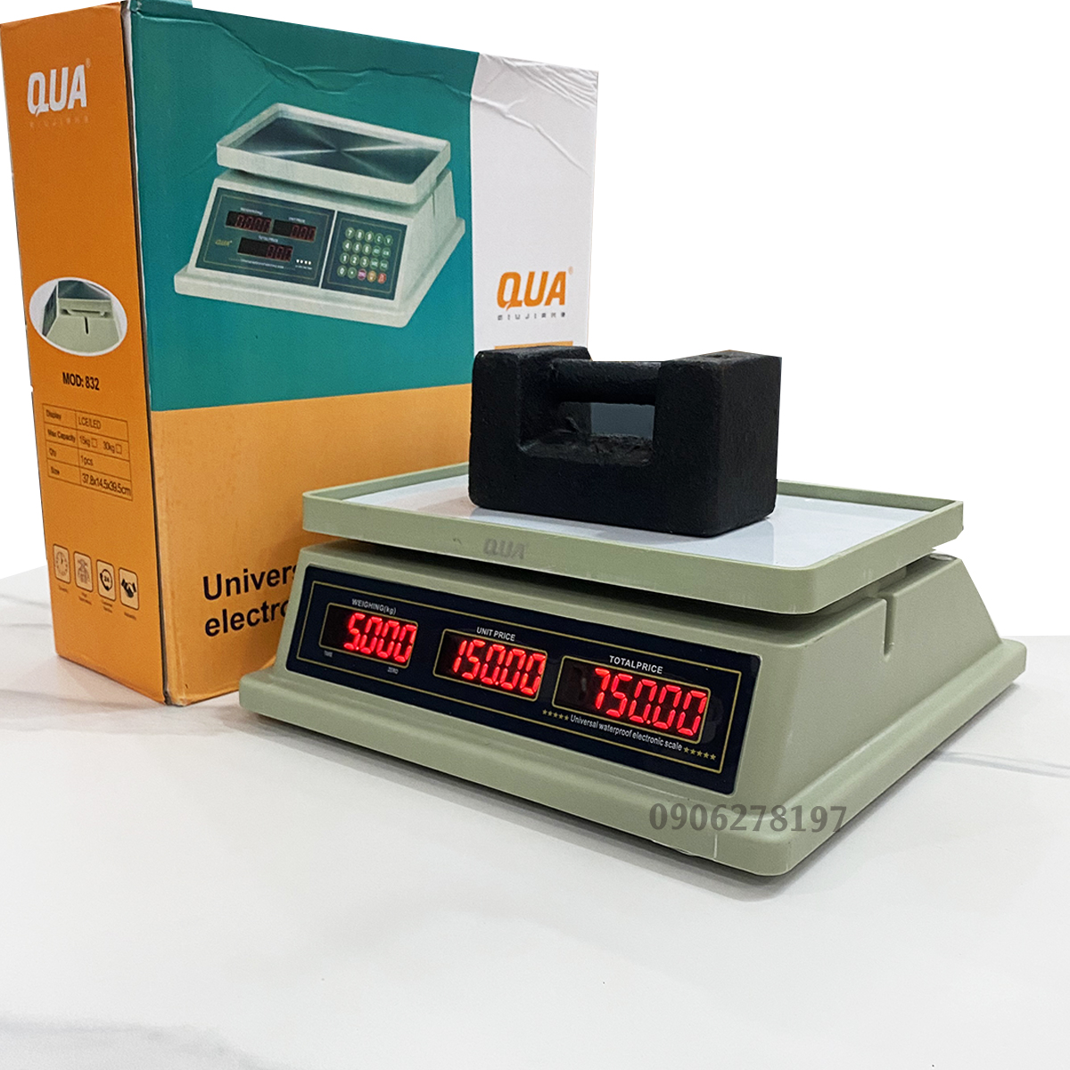 Cân điện tử tính tiền 30kg QUA 832 – Chống nước tuyệt đối 100%