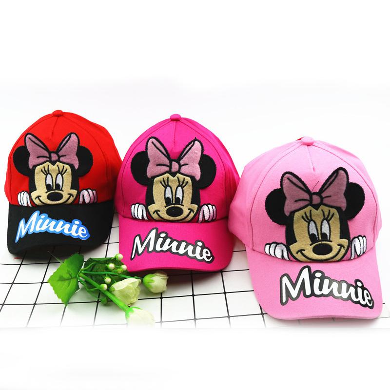 Phim hoạt hình Disney Minnie Trẻ em mũ trẻ em Mũ bóng chày Casual Mũ Bông tai dễ thương Cotton điều chỉnh Mũ mặt trời 3-8 tuổi Color: C