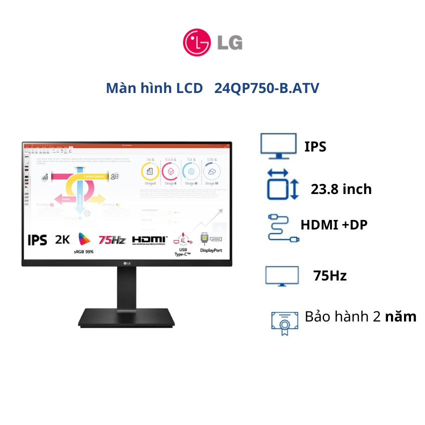 Màn hình LCD LG 23.8 inch 24QP750-B.ATV -BH 24 tháng - Hàng chính hãng