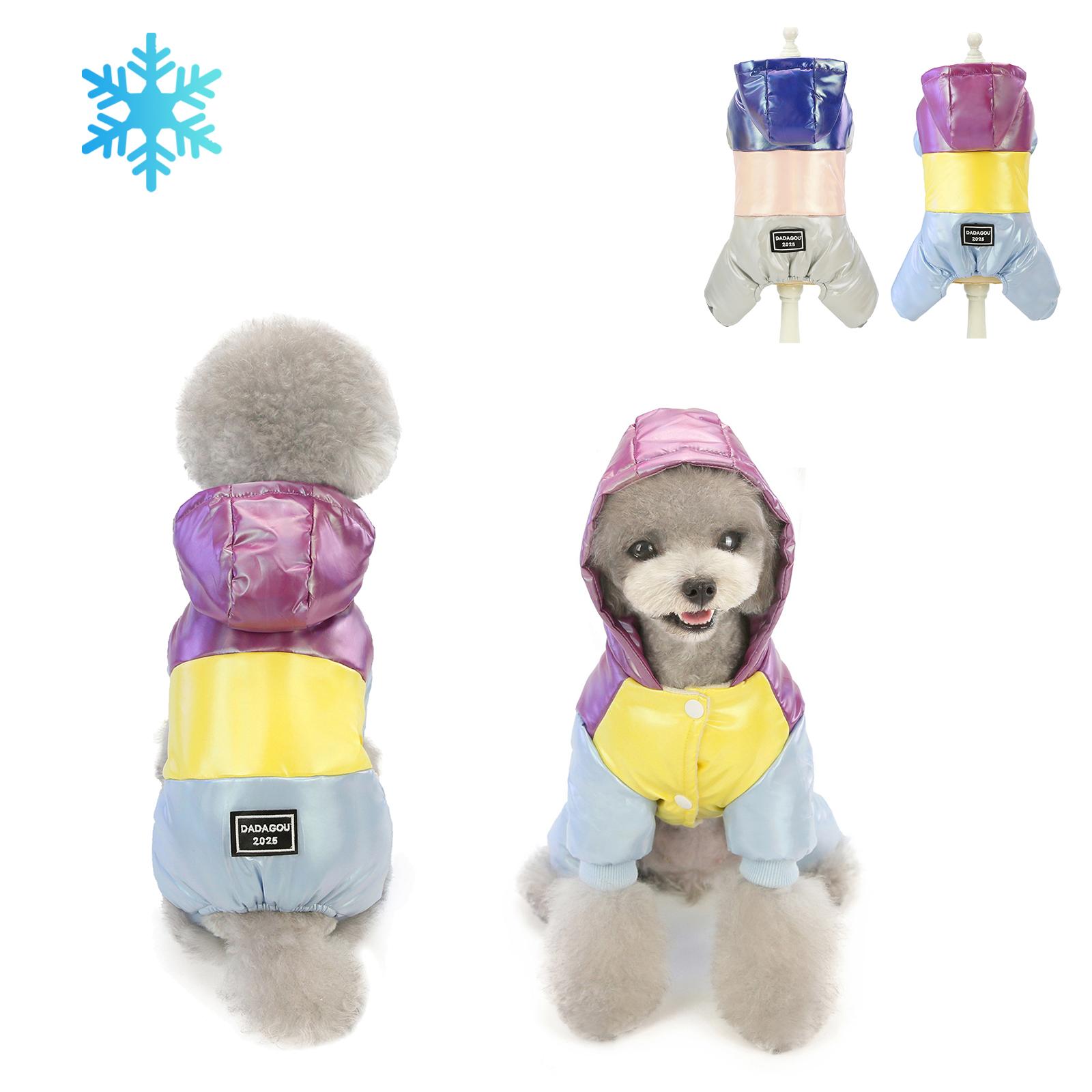 Áo khoác phao mùa đông cho chó có mũ trùm đầu với lớp bông lóp mềm mại ấm áp