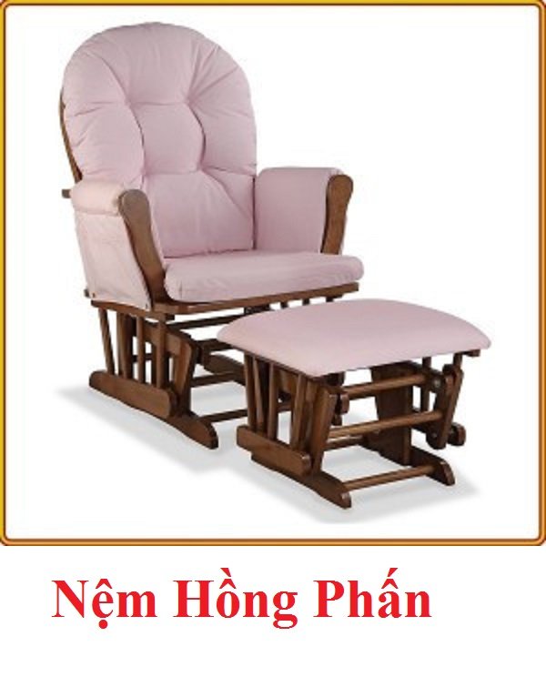 Ghế lắc thư giãn Rocking chair Juno Sofa Màu Nâu - Nệm Hồng phấn