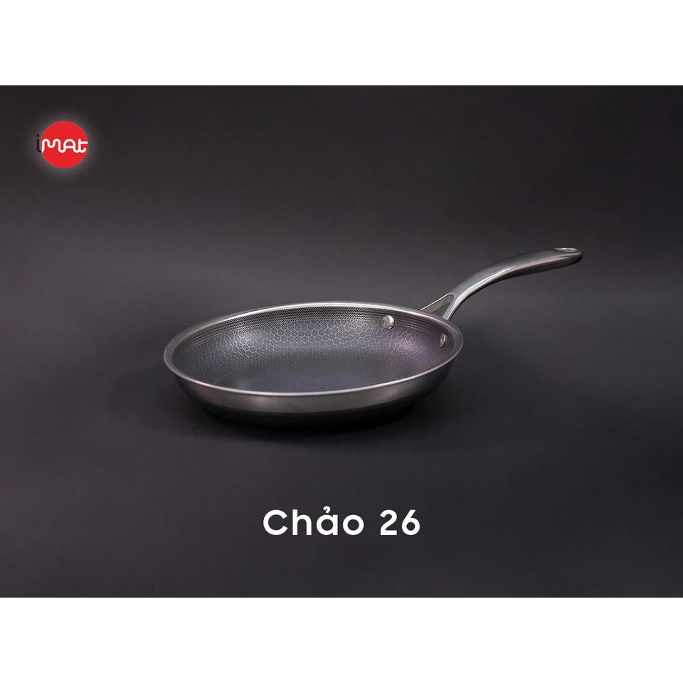 Combo nồi chảo chống dính bếp từ iMat Hybrid size 26cm kết hợp giữa lớp phủ điêu khắc chống dính Daikin và inox 430