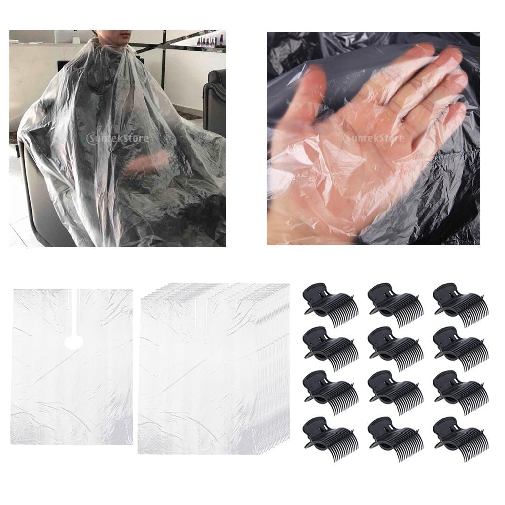 50Pcs Clear Hairdressing Capes Waterproof Shop Perm Hair Color Styling Gowns