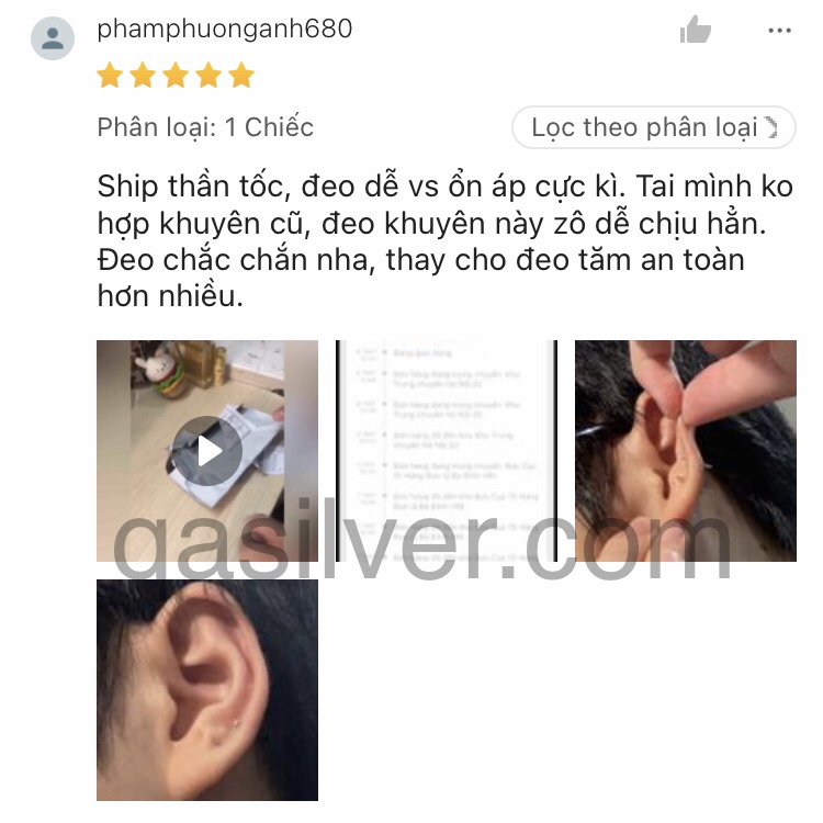 Bông tai bạc 925 phủ Platinum khuyên tăm nam nữ thanh thẳng trơn giữ lỗ S925 BASIC Silver Earrings QA Silver EA200702