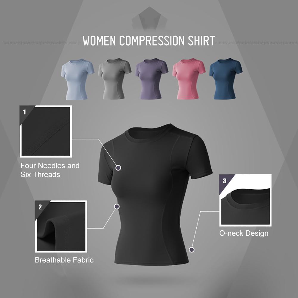 Áo thun thể thao nữ ngắn tay cổ chữ O ôm sát, áo tập Gym, yoga