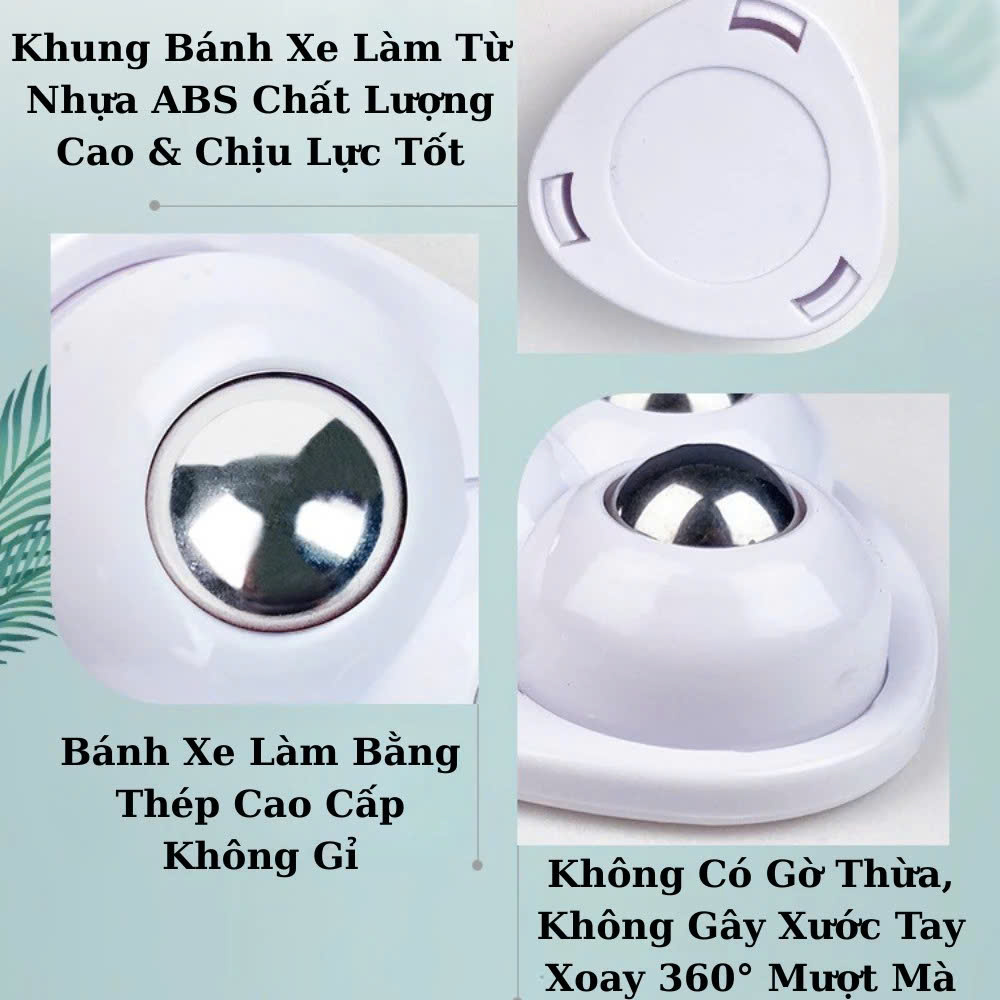 COMBO 4 Bánh Xe Mini Bi Thép Gắn Tủ Kệ Nội Thất Dán Đáy Thùng Rác Hộp Để Đồ Keo Siêu Dính Di Chuyển Đồ Đạc Êm Ái Mượt Mà - THÙNG RÁC