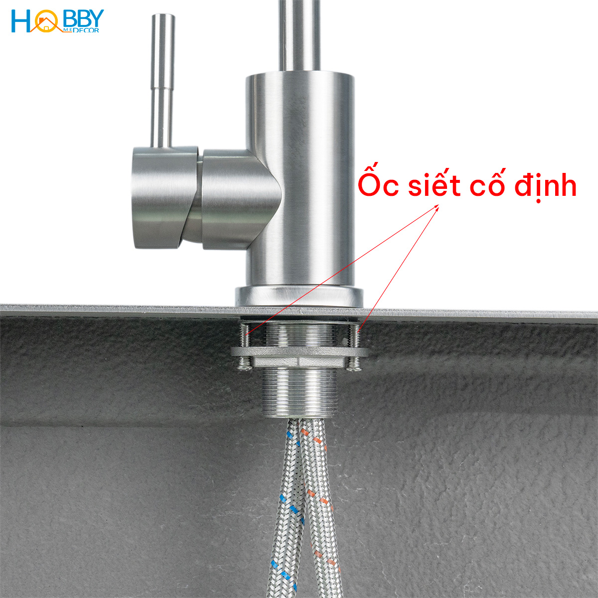 Vòi rửa chén nóng lạnh Inox 304 thân lò xo cong Hobby home decor LXNL1