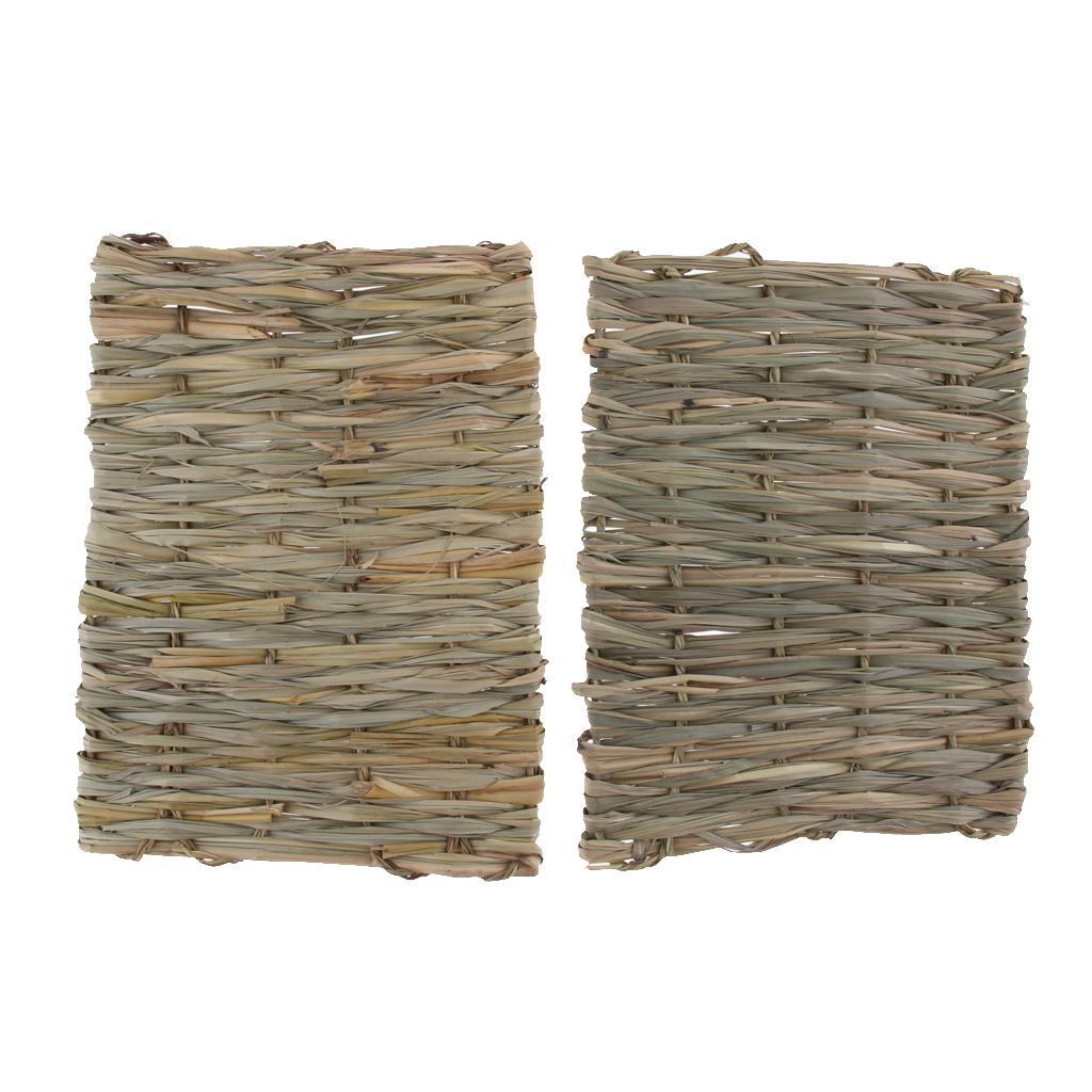 2x Handwoven Straw Rabbit Cage Mat Hamster Rabbit Squirrel House Sleep Bed